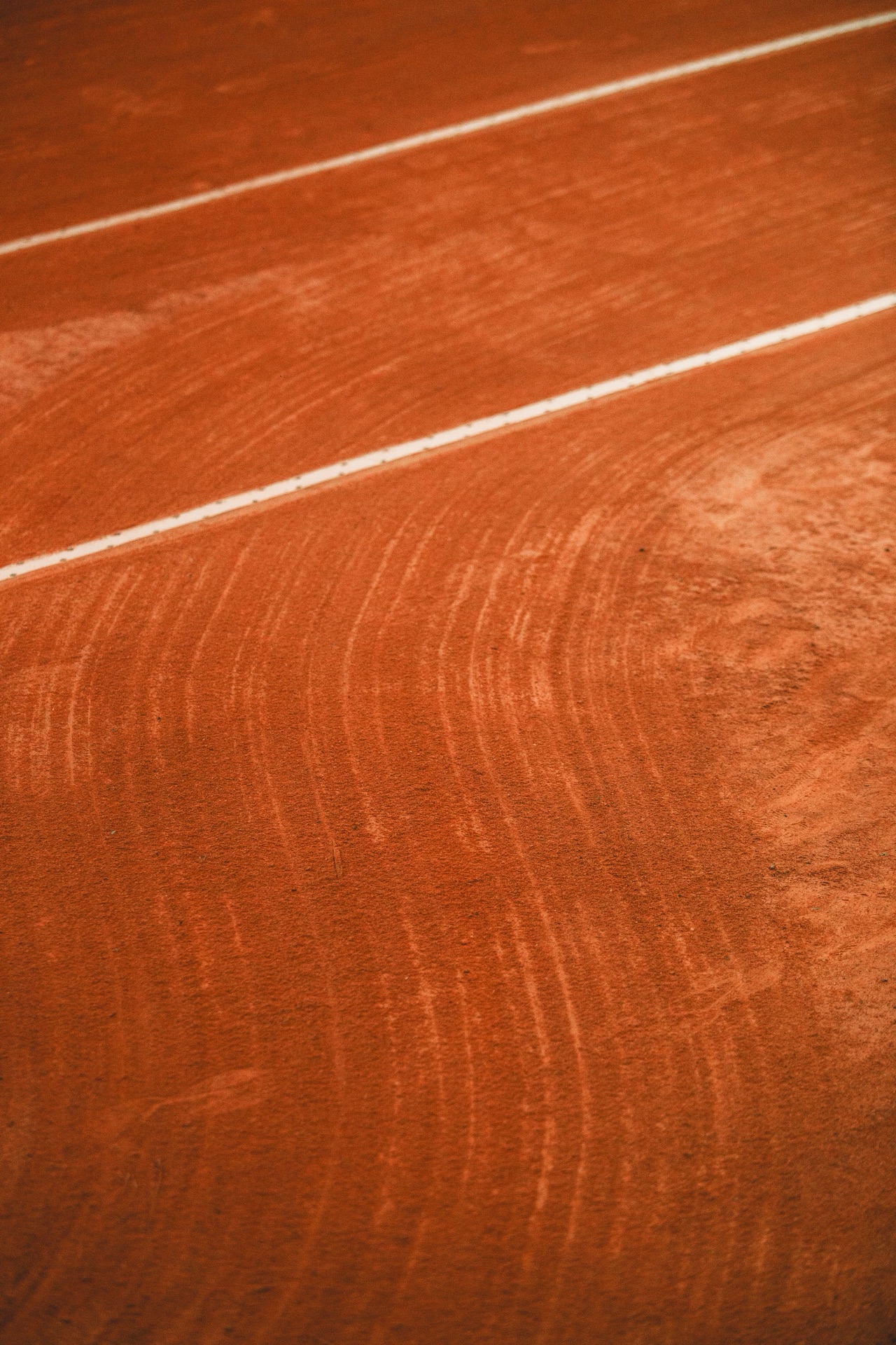 Close-up of the clay court lines at the academy
